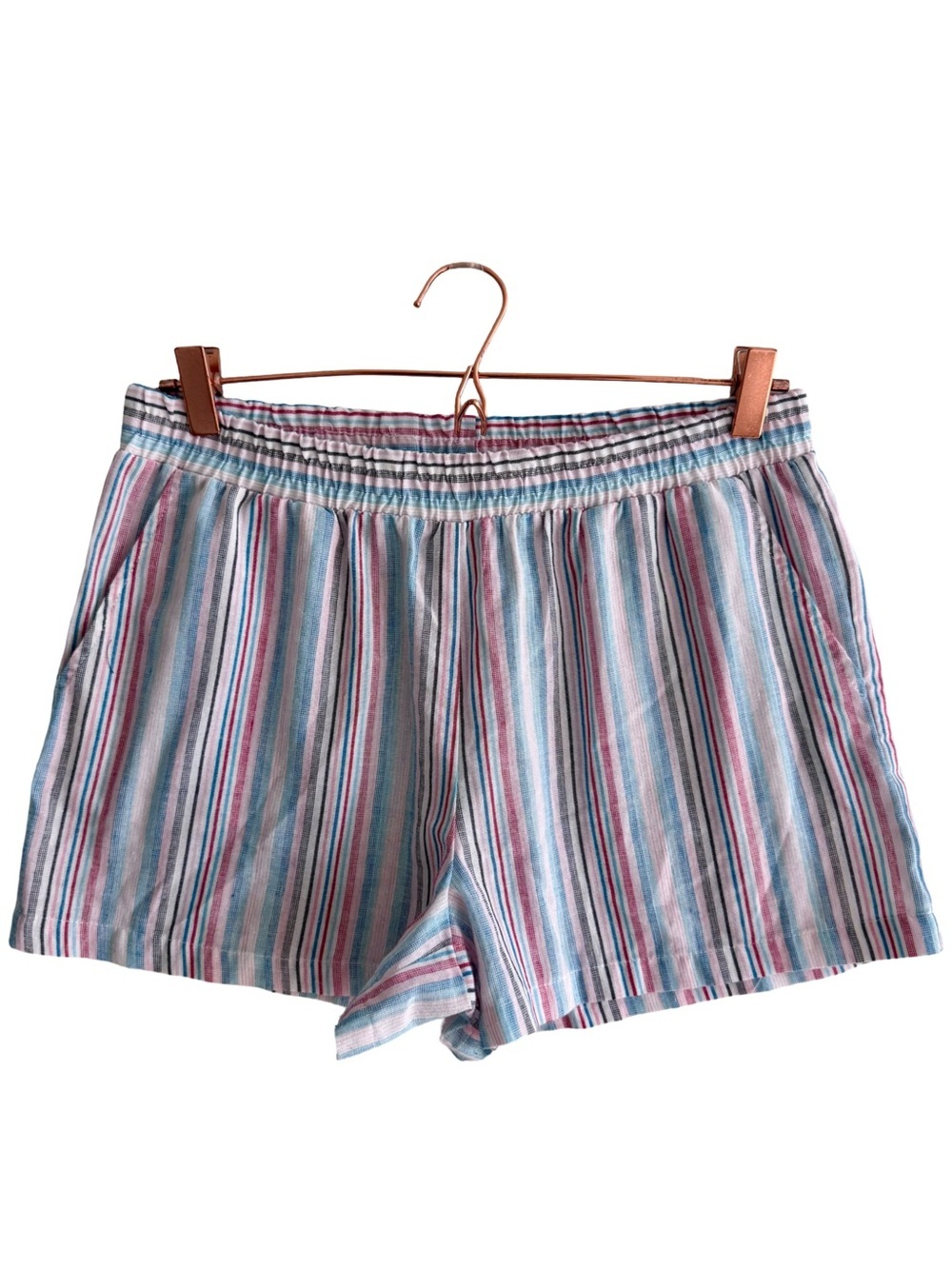 Anthropology DREW Striped Pull On Cotton Blend Shorts Size Large